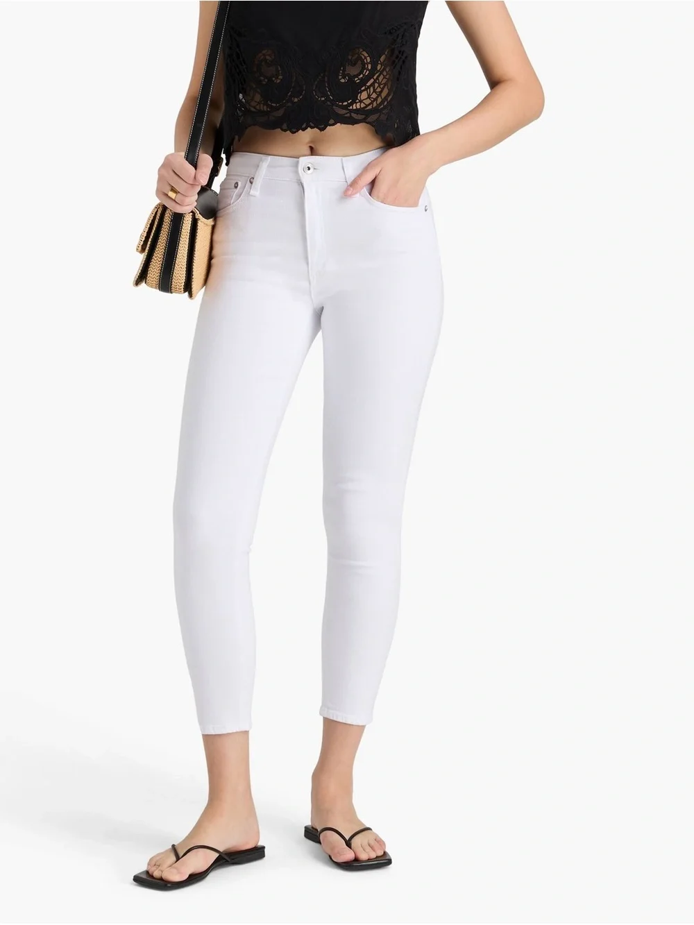 RAG AND BONE Nina High-Rise Ankle Skinny Jeans WDD22H2639BXWH Bright White 30